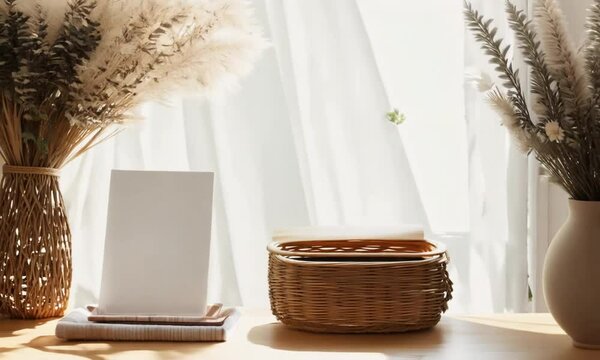 Elegant Boho A4 Frame Mockup with Natural Light