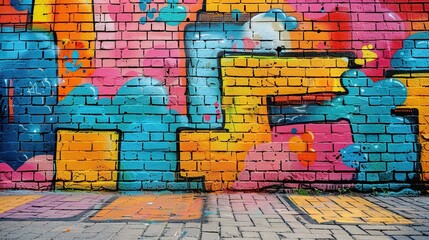 Fototapeta premium Colorful Graffiti on a Brick Wall