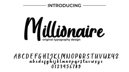 Millionaire Font Stylish brush painted an uppercase vector letters, alphabet, typeface