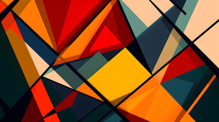 Fototapeta premium A colorful abstract painting with many different shapes and colors. The painting is full of energy and movement, with the colors blending together in a dynamic way