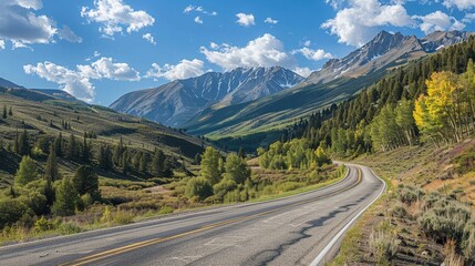 Naklejka premium Highway with scenic byway, designated route, natural beauty