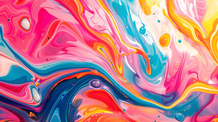 A colorful painting with a lot of different colors and swirls. The painting is very abstract and has a lot of different shapes and patterns. The colors are bright and vibrant