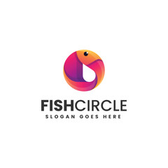 Vector Logo Illustration Fish Circle Gradient Colorful Style