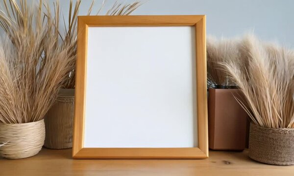 Stylish Boho A4 Frame Mockup on Minimalist Table