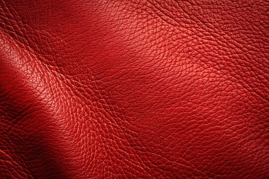 Richly toned red leather texture featuring subtle creases, luxurious sheen, and fine grain, evoking sophistication and elegance in a high-end, premium quality finish.