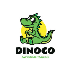 Vector Logo Illustration Crocodile Mascot Cartoon Style.