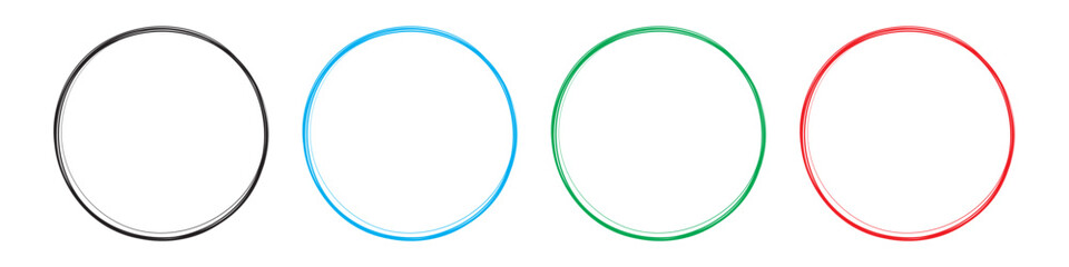 Different color of hand drawn circle line sketch set isolated on white background. Vector circular scribble doodle round circles for message and for note mark . Vector illustration. EPS 10