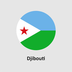 Djibouti flag icon on gray background. Vector illustration.