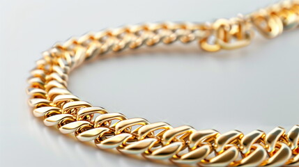 Obraz premium Close-up of gold bracelet on white background. AI Generative.