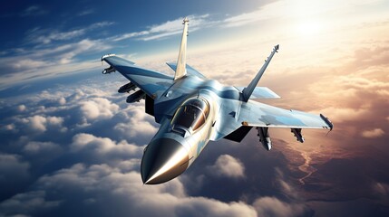 Fighter Jet Soaring Through the Clouds