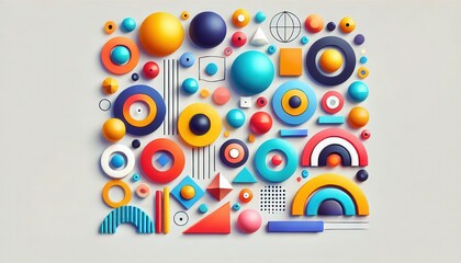 Colorful Geometric Shapes Abstract Background 3D Render