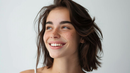 Naklejka premium A Studio Portrait Full of Grace: A Woman's Elegant Smile