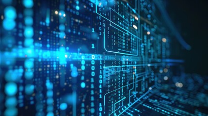 Obraz premium Streaming Data Matrix with Blue for Cyber Security. generative AI