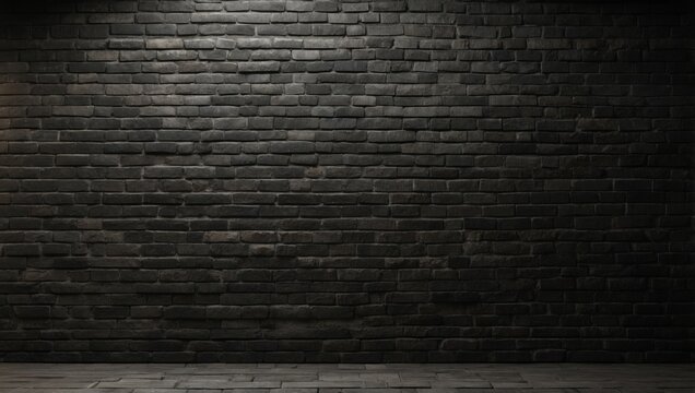 Fototapeta Abstract black brick wall texture with dark background for graphic design and creative projects.