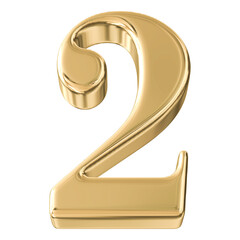 Gold 3D Number 2