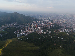Aerial images from mountains in Cali, with the city in background