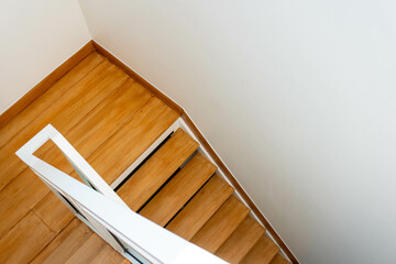 modern railing ans wooden stair at new building