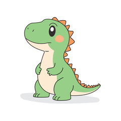 A hand-drawn dinosaur isolated on a white background.  Cute tyrannosaurus rex, a reptile. Vector illustration.