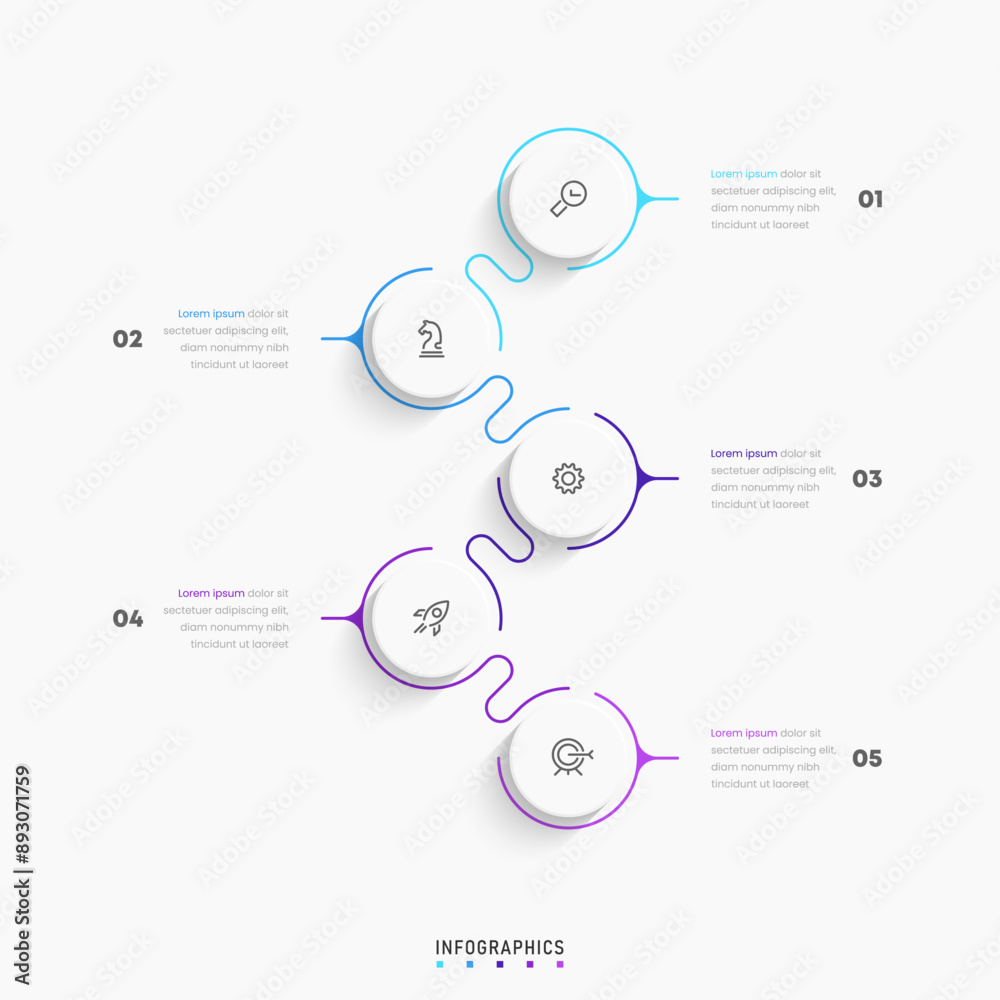 Wall mural vector infographic label design template with icons and 5 options or steps. can be used for process 