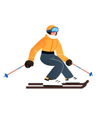 skier on a snowboard