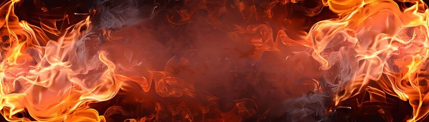 Fototapeta premium Abstract smoke and fire elements creating a dynamic frame, dramatic border