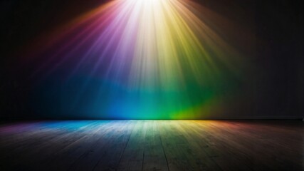 Rainbow Light Rays on Dark Wooden Floor