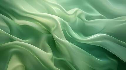 Obraz premium A Close up of a Green Fabric That Looks Like It's Waving in the Wind - Generative AI