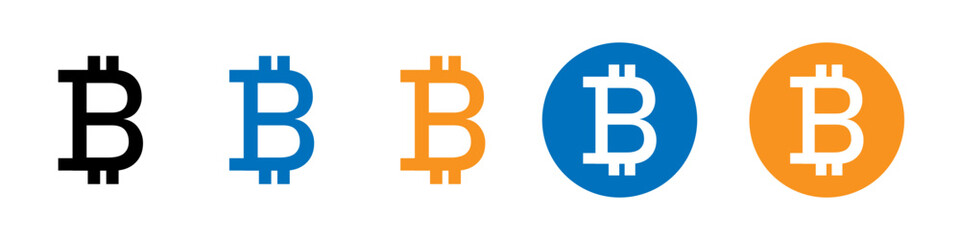 Bitcoin icon Flat logo set collection