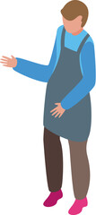 Fototapeta premium Young man with an apron working in a store, greeting a customer