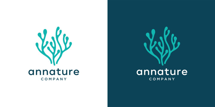 Coral Seaweed vector logo design inspiration