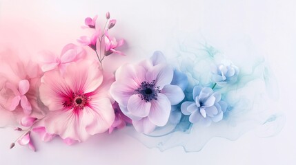 Pastel Pink and Blue Floral Arrangement