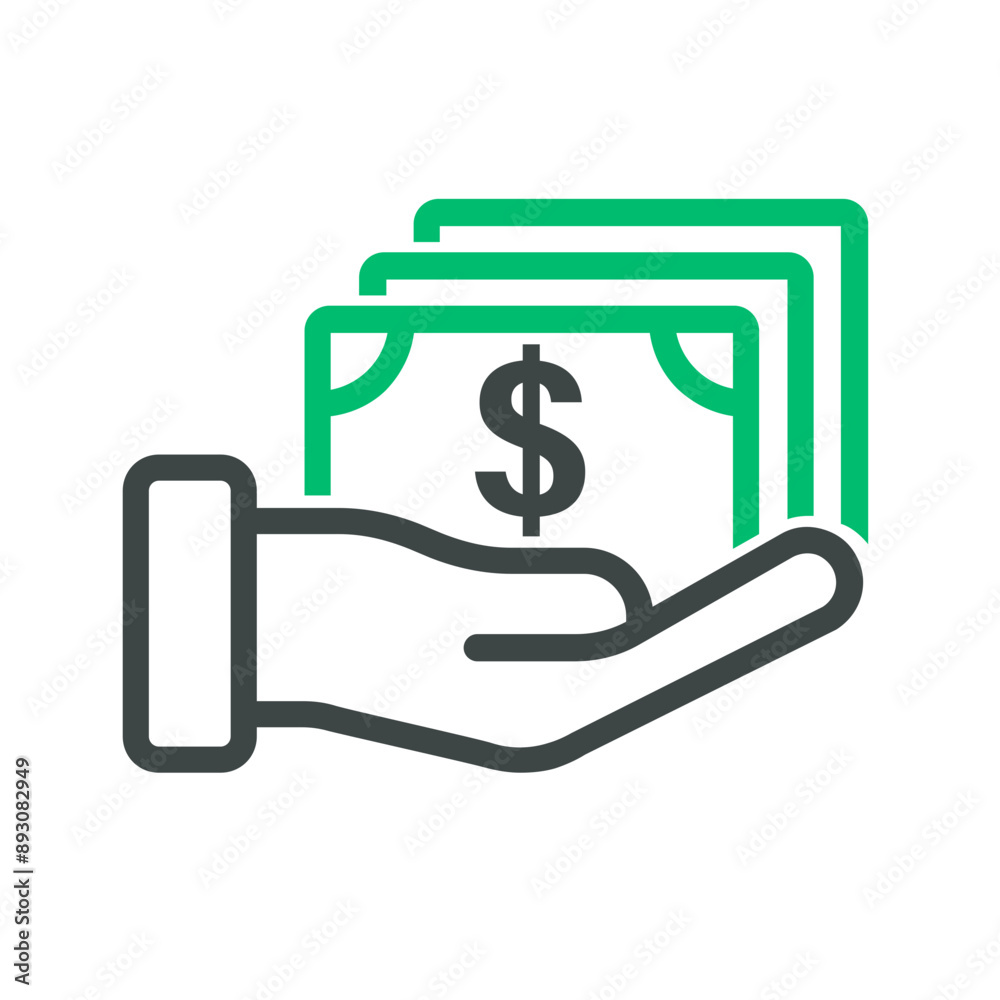 Poster illustration of a icon hand money