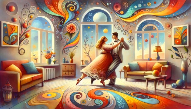 Danzas de la Imaginaci&oacute;n: Momentos Absurdos en Tiempos Modernos Ilustraci&oacute;n 3D