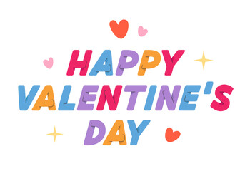 Happy Valentine's Day lettering with hearts