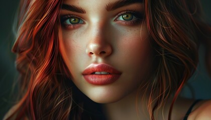 Obraz premium Woman with Modern Hairstyle Showcasing Contemporary Beauty Standards