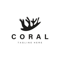 coral logo underwater seaweed plant simple template design marine decoration