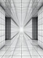 White Tile Tunnel Perspective