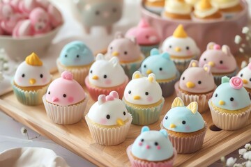 Miniature cupcakes decorated with animal faces, Adorable food, Delightful dessert