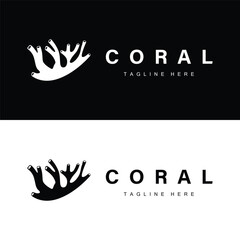 coral logo underwater seaweed plant simple template design marine decoration