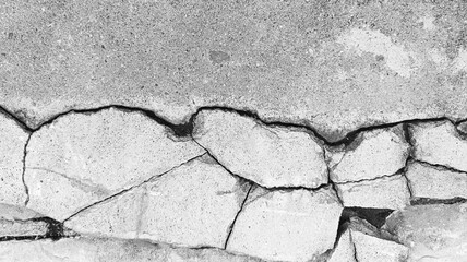 Obraz premium Cracked concrete wall texture, Cement background not painted in vintage style