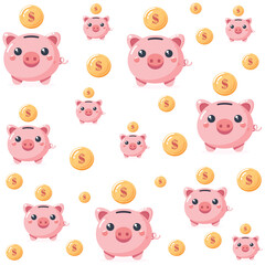 piggy bank money savings. vector illustration in flat style