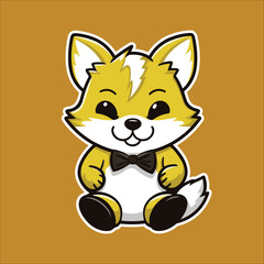  Charming Cartoon Fox Wearing Black Bow Tie