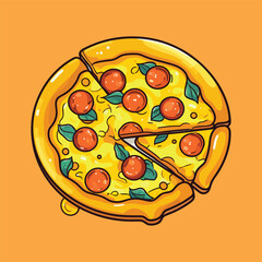 Delicious Cheese Pizza with Tomato Toppings Illustrated