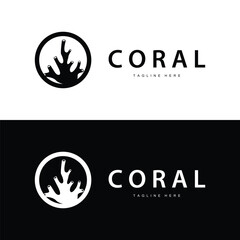 coral logo underwater seaweed plant simple template design marine decoration