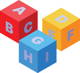 Colorful alphabet cubes forming word high illustrating early learning