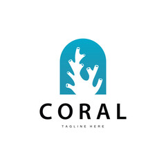 coral logo underwater seaweed plant simple template design marine decoration