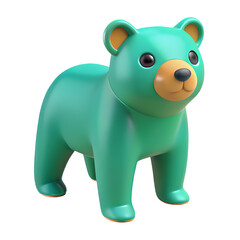 Fototapeta premium bear icon green color in plastic 3d style