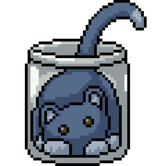 Fototapeta premium pixel art of cat in jar