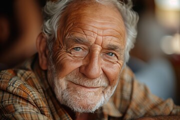 The Wisdom of Age - Portrait of an Elderly Man with Silver Hair and Round Spectacles in a Serene