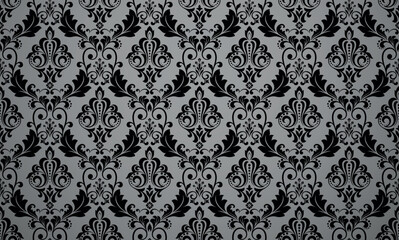 Floral pattern. Vintage wallpaper in the Baroque style. Seamless vector background. Gray and black ornament for fabric, wallpaper, packaging. Ornate Damask flower ornament